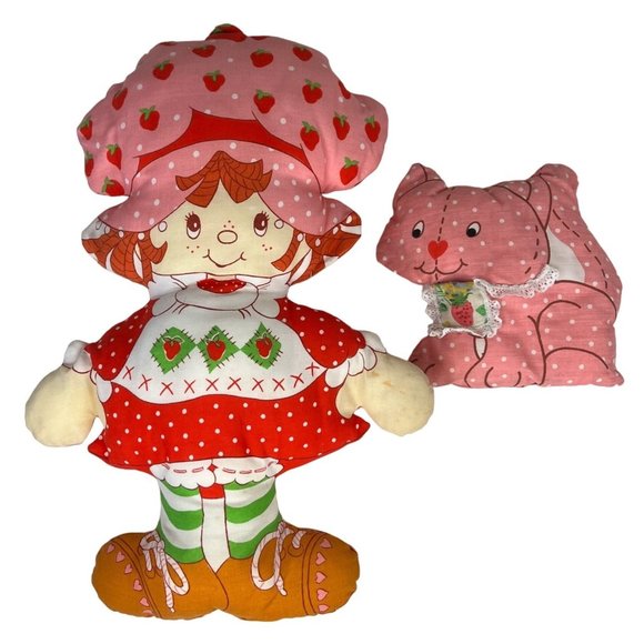 unbranded Other - Vtg Strawberry Shortcake Cloth Rag Cut & Sew Pillow doll stuffed Custard Cat
